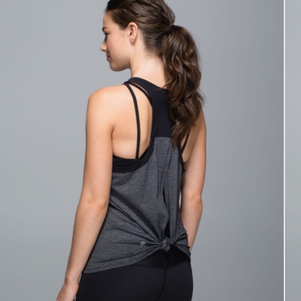 Lululemon Clip-In Tank Heathered Black / Black 8